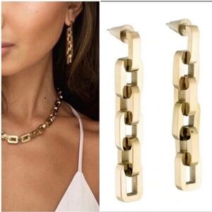 Eddie Borgo Supra Chain Link 12K Gold Finished Earrings New With Tags MSRP $250